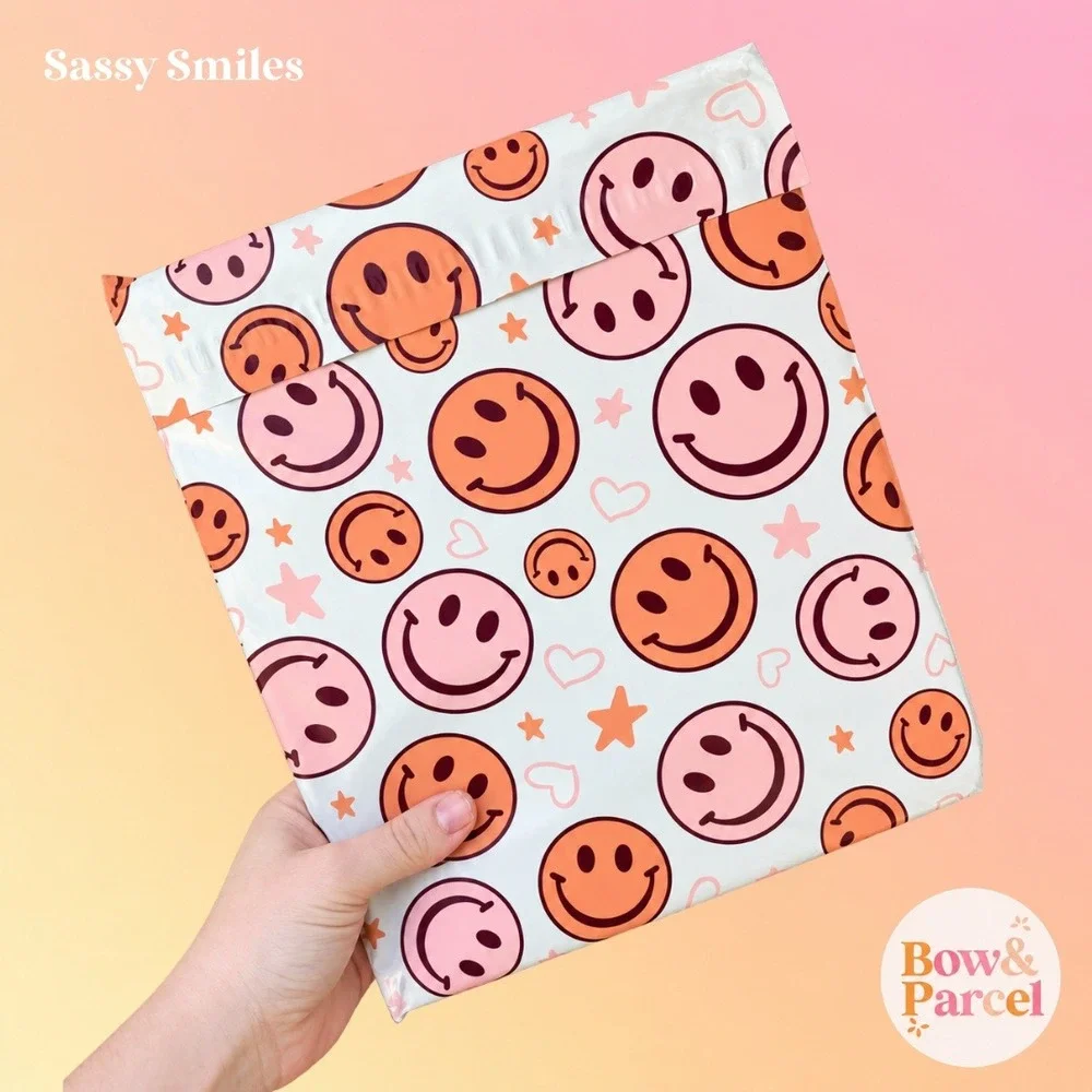 Sassy Smiles 10x13 Cute Poly Mailers Shipping Bags 25 Pack Waterproof